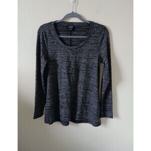 Jones New‎ York Top Long Sleeve Scoop Neck Stretch Heather Gray Size S